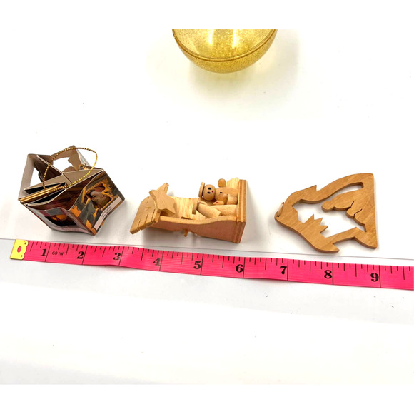 Vintage Nativity Christmas Tree Ornaments Wooden Paper Craft Fold Jesus Story - Picture 3 of 9